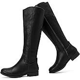 Ruiee Knee High Boots for Women Comfort Stylish Casual Round Toe Tall Riding Combat Boot Classic Fashion Fall Winter Knee-High Flat Boots.