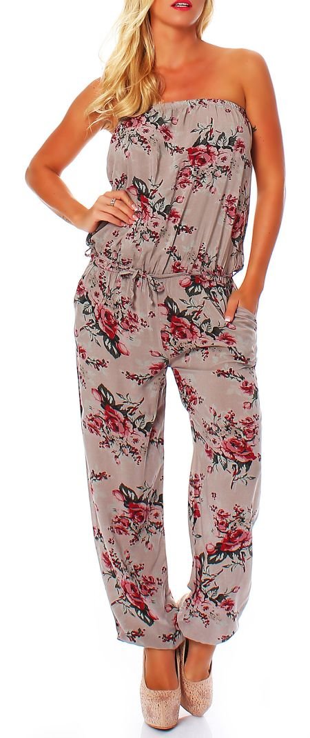 malito long Jumpsuit Playsuit Sleeveless Romper Bandeau 1495 Women One Size (fango)