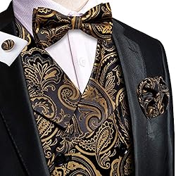 Hi-Tie Mens Suit Vest Bowtie Set Ties for Men V