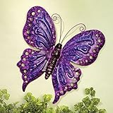Bits and Pieces - Enameled Metal Purple Butterfly Wall Decor -Wall Décor - Wonderful Dimensional Details ()