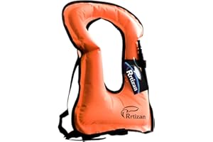 Rrtizan Snorkel Vest, Adults Portable Inflatable Swim Vest Jackets for Snorkeling Swimming Diving Safety