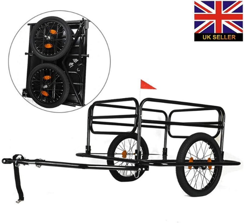 Suhey Bicycle Cargo Trailer Black 100kg Transport Luggage Storage Folding Bike Trolley