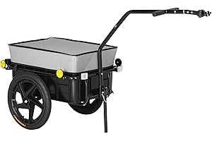 Aosom Multi-Functional Bike Trailer, Bicycle Cargo Trailer with 16" Wheels, Steel Large Bike Luggage Cart Carrier with Oxford