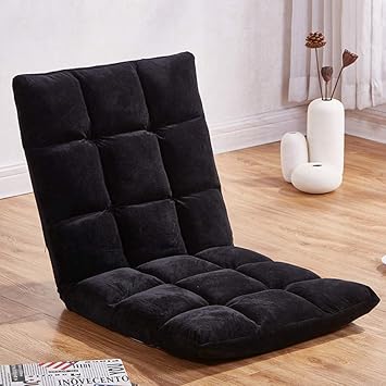 Redsun Adjustable Floor Chair Folding Lazy Sofa With Back Support Gaming Chair Floor Cushion For Meditation Reading Or Tv Watching Black