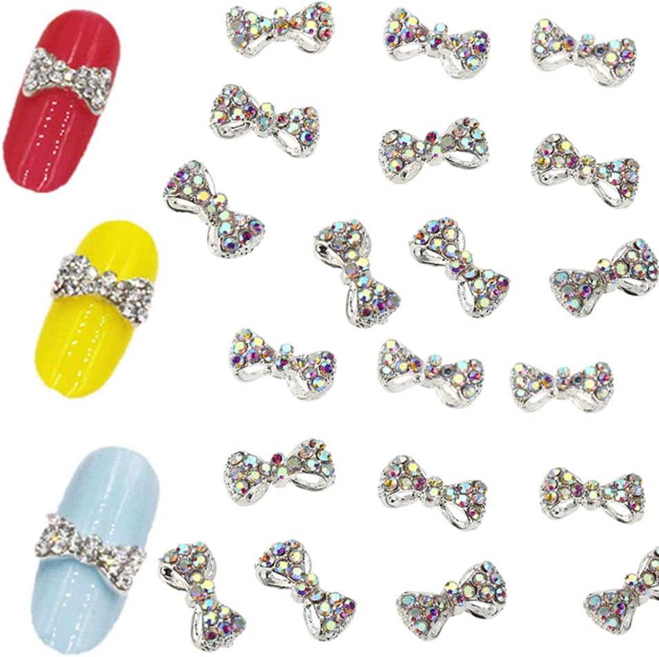 10Pcs 3D Nail Art Tips Glitters Decorations,Butterfly Knot Style