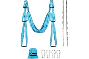 ZEALTOP Aerial Yoga Swing Set Yoga Hammock Trapeze Sling Inversion Tool for Indoor Home Fitness (Blue)