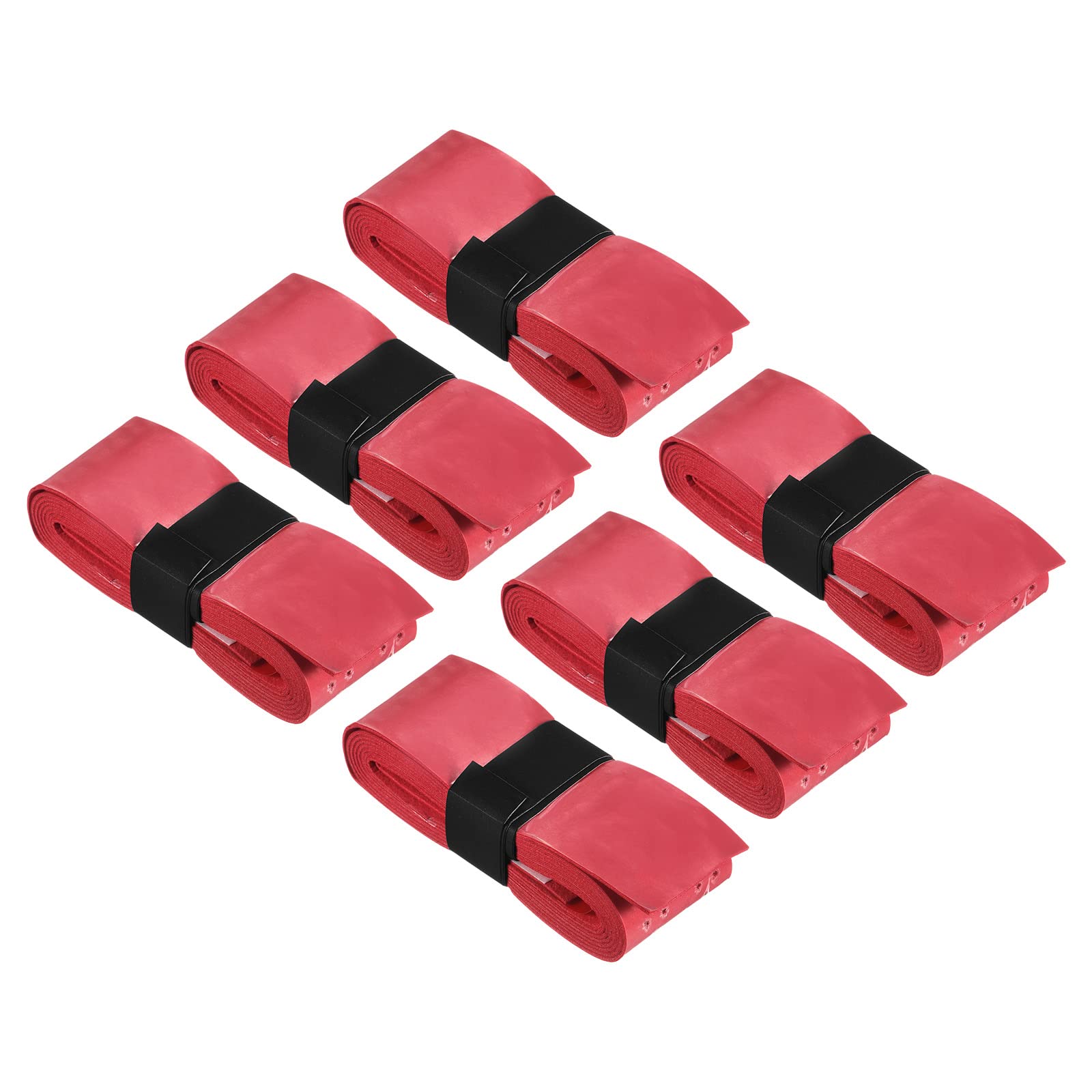 PATIKIL 43.3" Tennis Racket Grip Tape with Hole, 6 Pack PU Overgrip Stretchy Non-Slip Absorb Sweat for Badminton Fishing Rod, Red