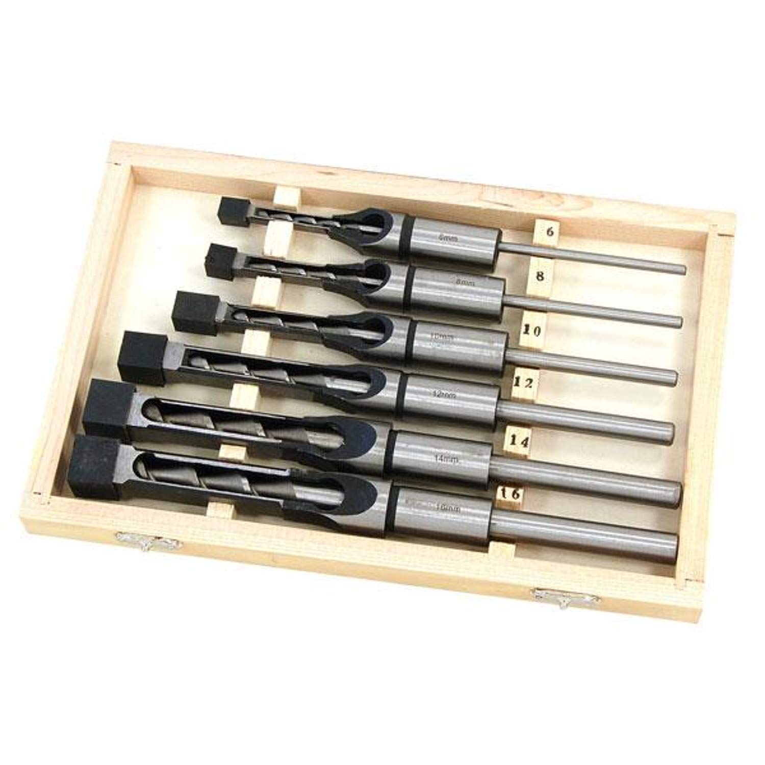 6-Piece Hollow Square Mortice and Chisel Bit Set