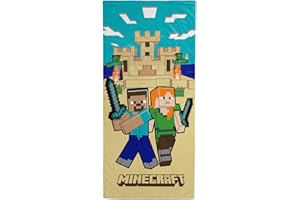 Jay Franco Minecraft Alex and Steve Kids Bath Pool Beach Towel - Super Soft & Absorbent 100% Cotton Towel for Gamers, Measures 28 x 58