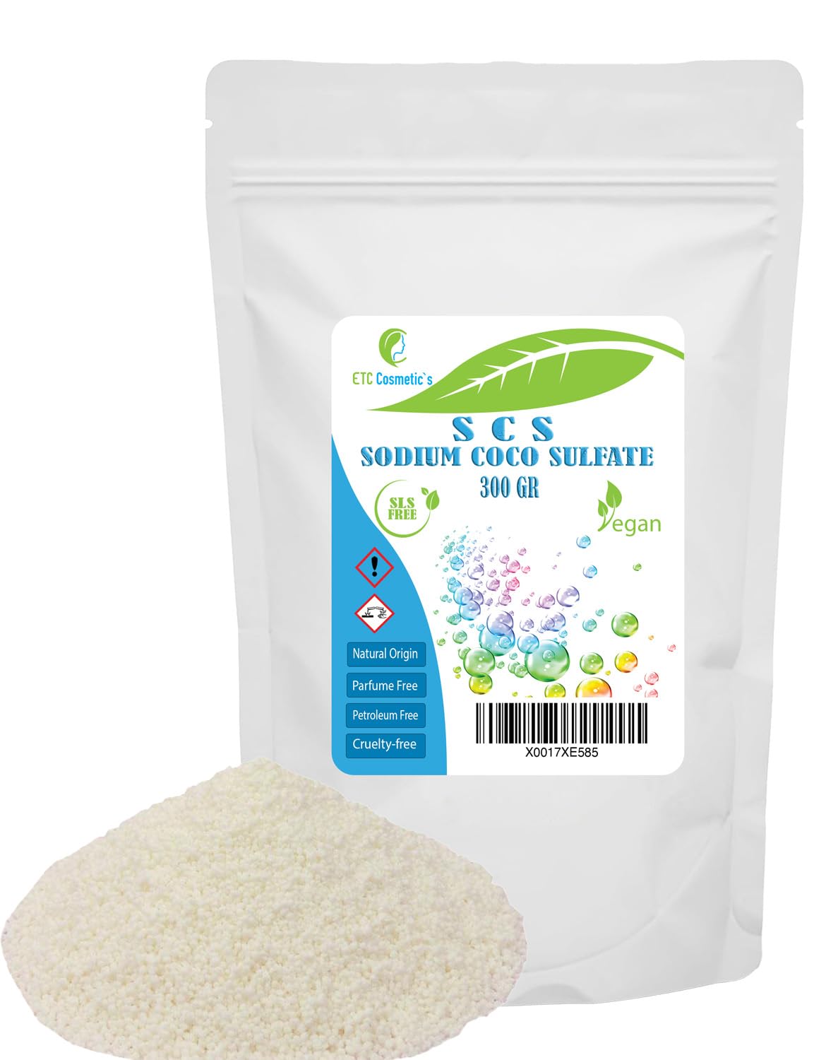 Sodium coco-sulfate - 300 Gr - Can be used in shampoo bars, liquid shampoo, body wash, shower gel and shower bars, syndet bars, various bath preparations