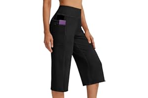 Women's Wide Leg Capris for Yoga Golf High Waisted Lightweight Summer Hiking Pants Stretchy Cropped Travel Pants
