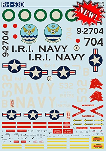 WET DECALS FOR AIRPLANES WET DECAL FOR SIKORSKY RH-53D SEA STALLION - NAVY DECALS 1/48 PRINT SCALE 48-138 DECALS DETAILS FOR AIRCRAFT