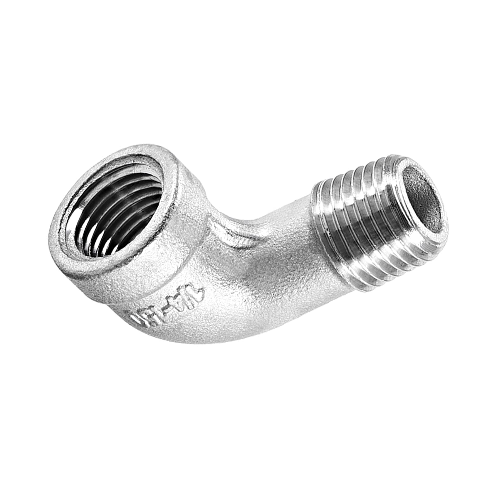 DTGN 1/4BSPT x 1/4BSPT(Female x Male) 90 Degree Pipe Fitting - Good for Water Pipe System - 316 Stainless Steel Elbow Fittings - Silver Tone