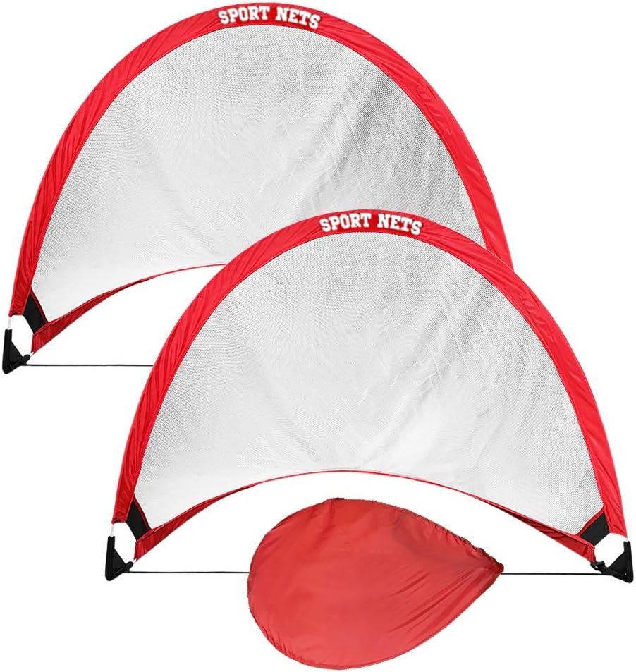 Hit Run Steal Portable Pop Up Soccer Goals Set of 2 - Two Folding Portable Soccer Goals with Carry Case - Available in 2.5ft, 4ft and 6 Foot Sizes. (2.5 Ft. (2 Goals + Bag)) : Sports & Outdoors