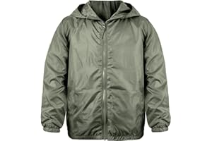 JOYSON Kids Light Rain Jacket Boys Fashion Outerwear Water-resistant Breathable Jackets Hooded Windbreaker Jacket for Boy