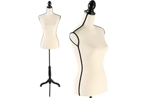 HAORUI Female Mannequin Torso Dress Form Height Adjustable Pinnable Mannequin Body with Sturdy Tripod Stand for Sewing, Dressmaker, Home Decor, Jewelry & Clothing Display, Beige
