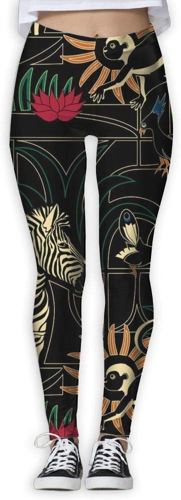 Yoga Pants, Women's Power Flex Jungle Animals Tummy Control Workout Running Leggings