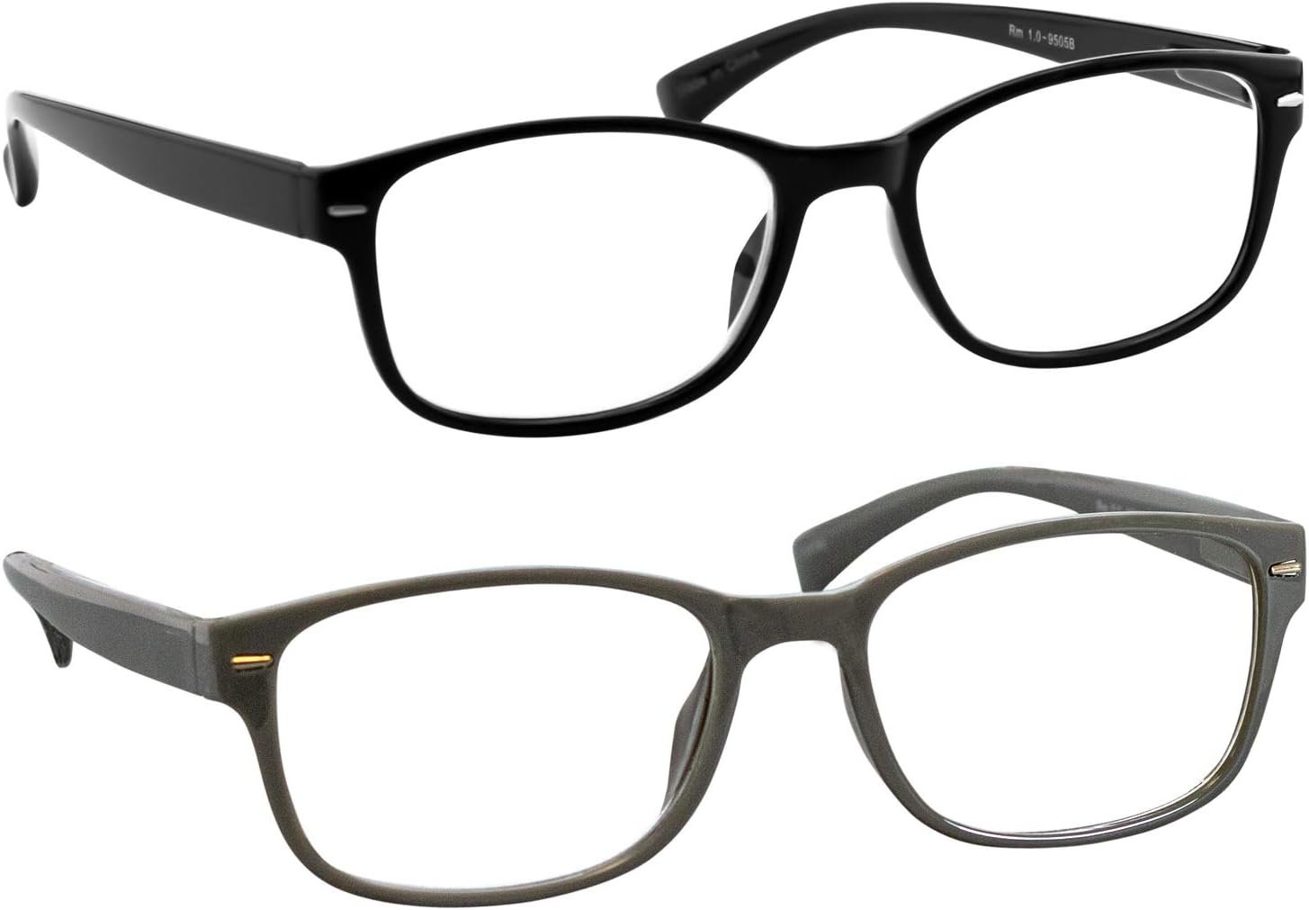 Reading Glasses 1.75 2 Pack Black and Grey Readers for Men