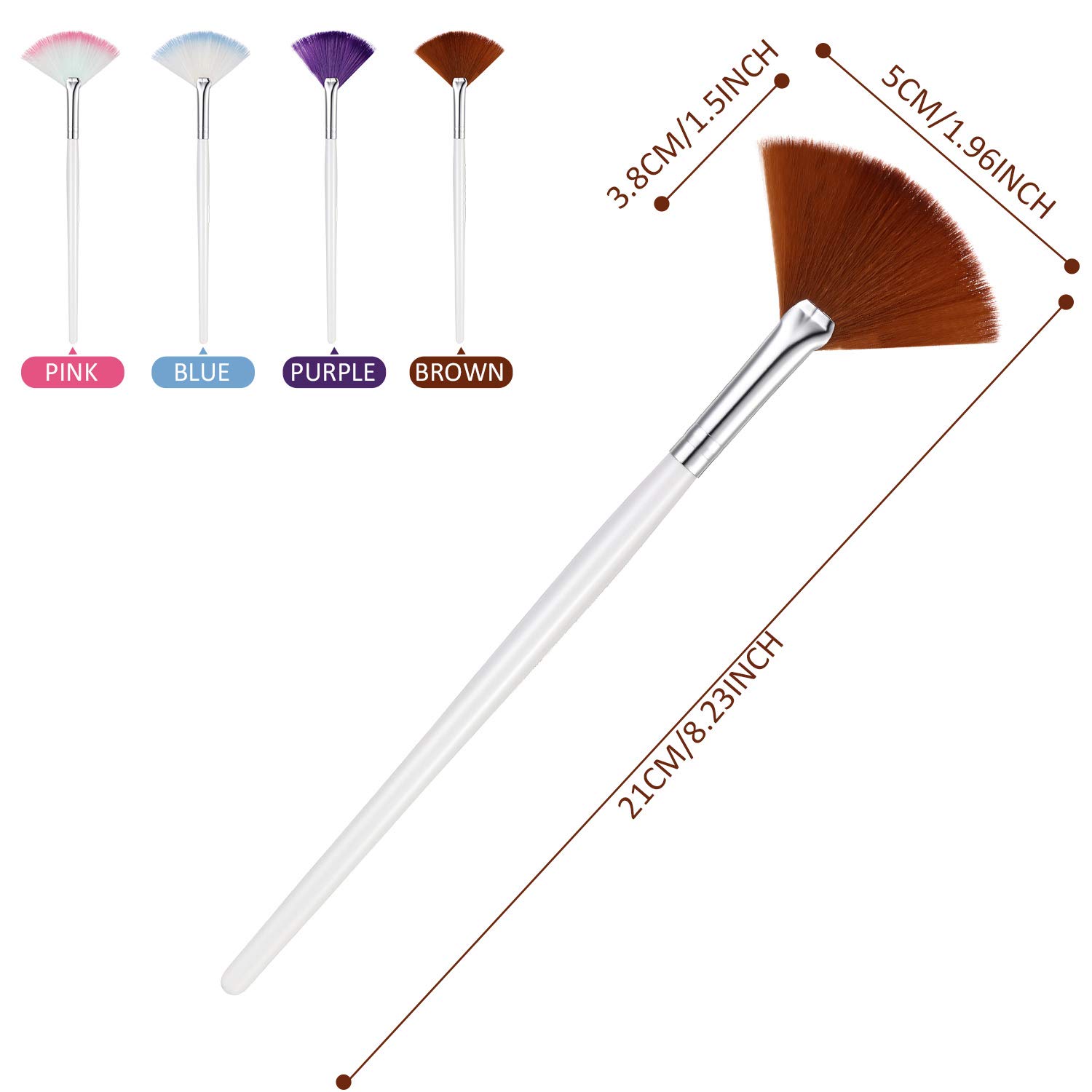 16 Pieces Fan Mask Brush Fan Applicator Long Handle Makeup Brush Facial Brushes Cosmetic Tools, 4 Colors: Beauty