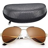 LotFancy Polarized Aviator Sunglasses for Men with Case, 61mm Lens, UV 400