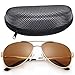 LotFancy Polarized Aviator Sunglasses for Men with Case, 61mm Lens, UV 400