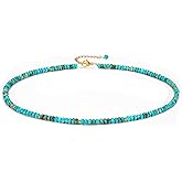 Mixcbe Boho Beaded Choker Necklace for Women, Dainty Natrue Stone Beads Choker Gold-color Plated beads Surfer Necklaces Summer Beach Handmade Jewelry