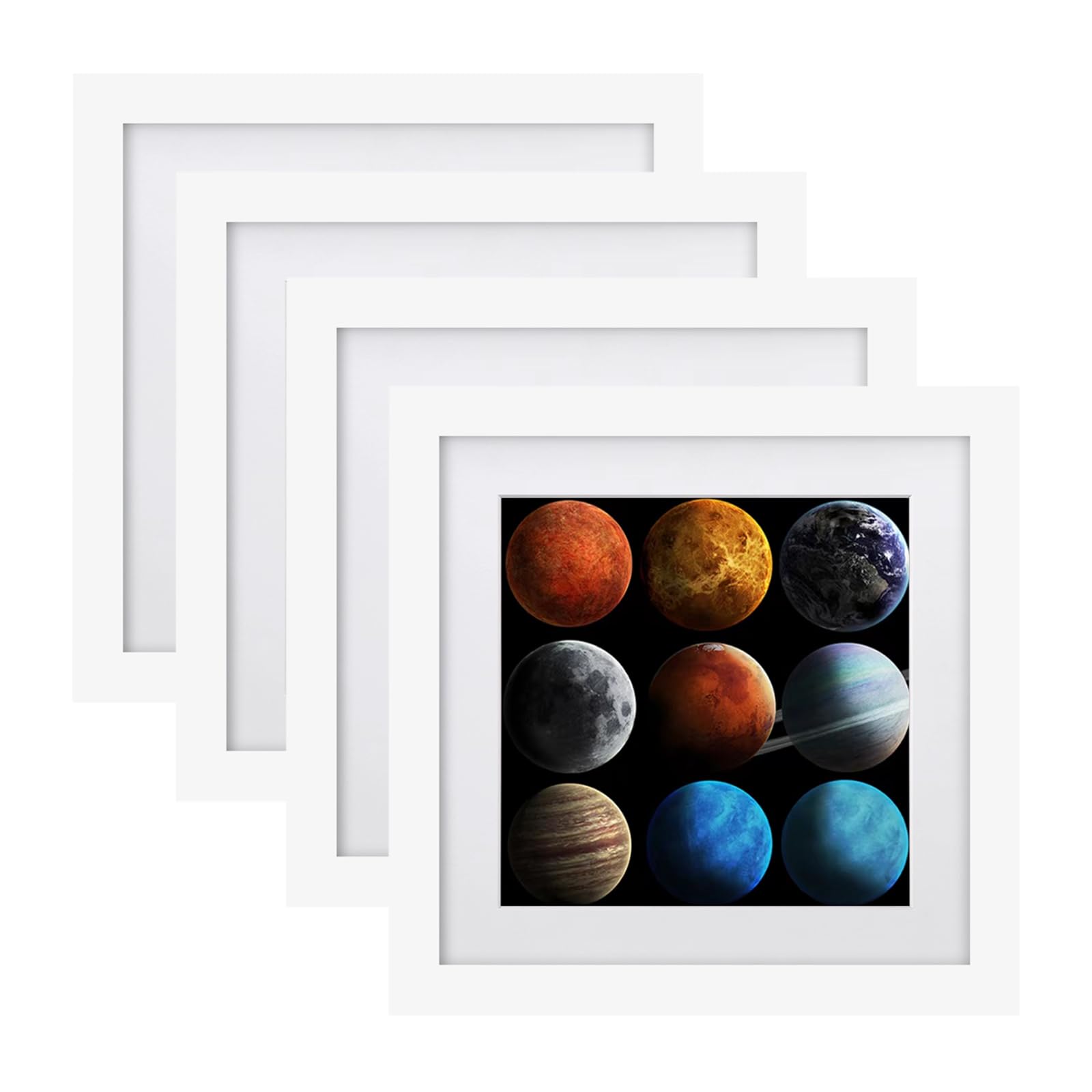 EGOFINE 9x9 White Photo Frames Set of 4 - Made of Solid Wood for Table Top and Wall Mounting โ image 1
