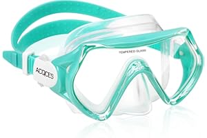 ACQCES Kids Swim Goggles Snorkel Diving Mask for Boys Girls Ages 5-15, Two-Color Anti-Fog Swimming Goggles with Nose Cover