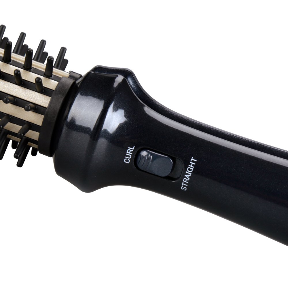 MHU Professional Hot Brush & Hair Curler & Hair Straightener 3 in 1 and Dual Voltage1.25 Inch Ceramic Curling Wand