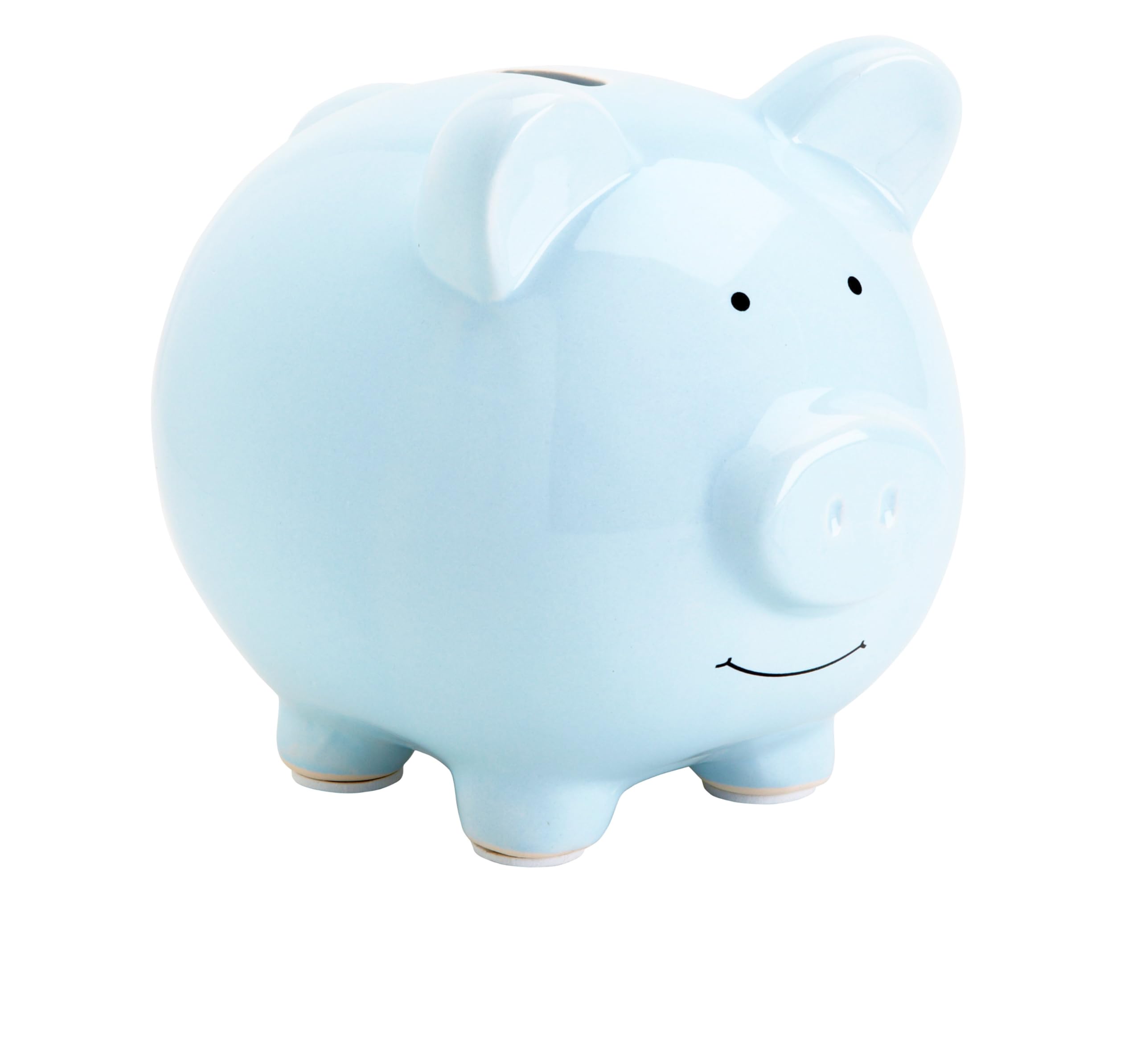Pearhead Large Ceramic Piggy Bank, Ideal for Boys and Girls, Kids Money and Coin Bank, Perfect Baby Boy Nursery Décor, Great Gift and Newborn Keepsake, Light Blue