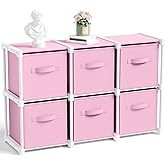 Briwooody 6 Cube Storage Organizer with Shelf Christmas Boxes 11 Inch Toy Storage Bins Closet Organizers Drawers Fabric Dresser for Playroom Books Bedroom Dorm Kitchen (Macaroon Pink)