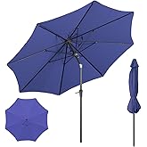Beanss Outdoor Patio Umbrella, Table Umbrella with Push Button Tilt and Crank, 8 Ribs Market Umbrella