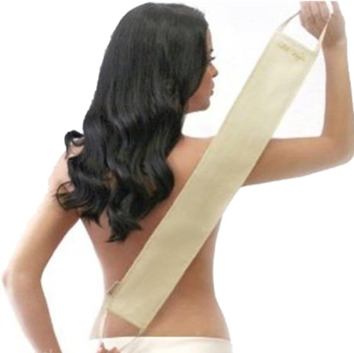 J.J Store® Exfoliating Body Sponge Loofah Loofa Back Strap Bath Shower Body Brush Scrubber (Beige), 70 x 7.8 cm