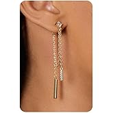 PRTGL Dangle Earrings for Women - 14K Gold/White Gold/Rose Gold Plated Butterfly Heart Star Hoop Chain Long Tassel Cubic Zirconia CZ Dangle Earrings