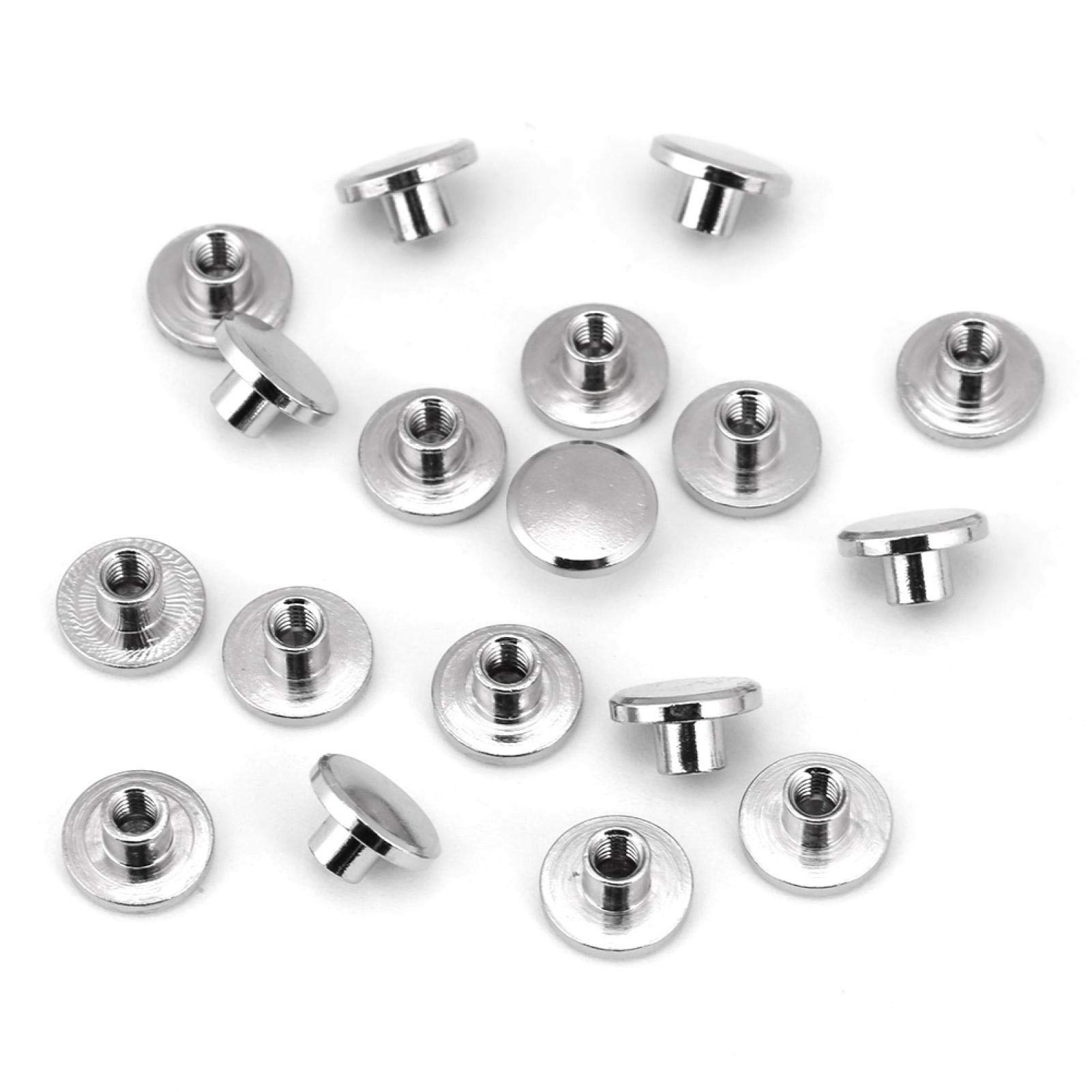 20Pcs Repair Screw Post Fastener Round Flat Head Chicago Screws Buttons Metal Nail Rivet Studs with Slotted Screws for Binding DIY Leather Craft(5mm)