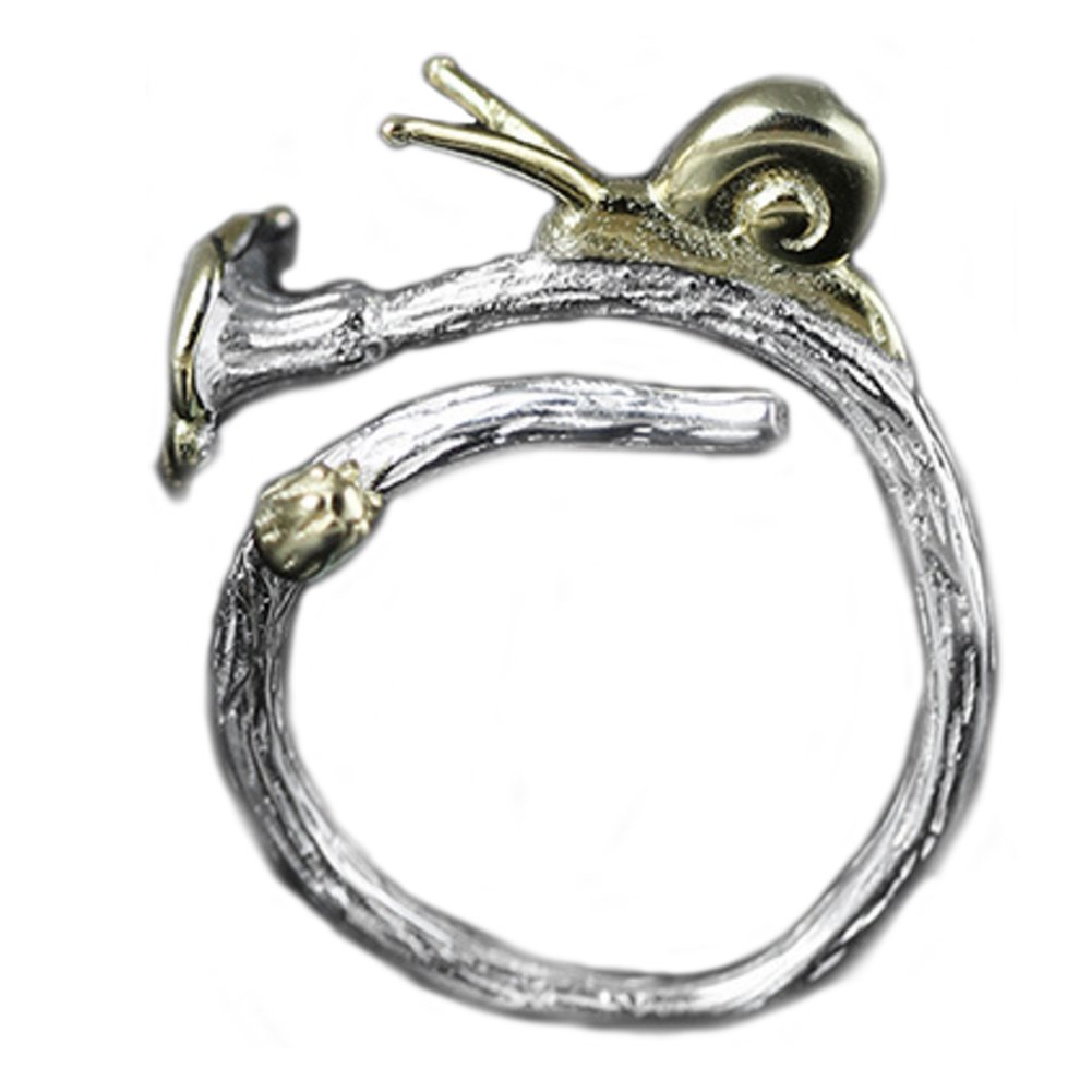 Helen de Lete Original Little Snail On Flower Vine Sterling Silver Open Ring