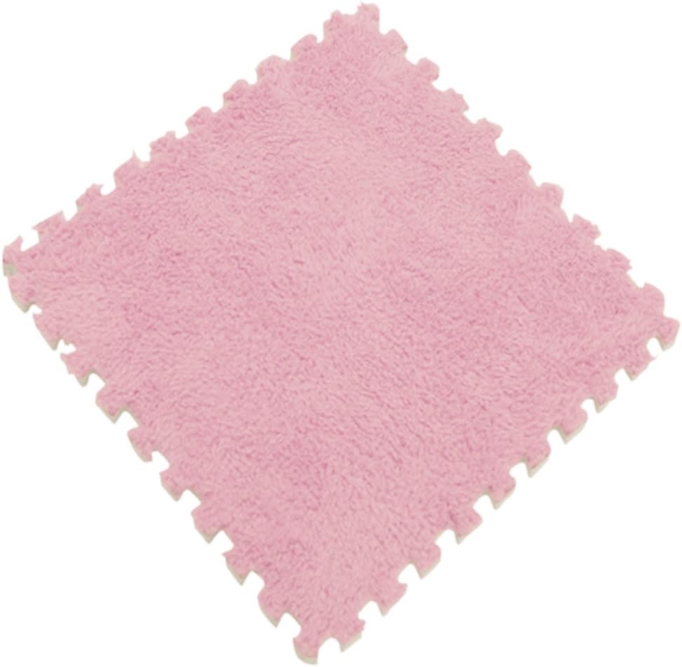LQZ Square Puzzle Game Mat Non-Slip Fur Rug (TM) Artificial Foam EVA Floor Warm Winter Baby Home Bedroom Living Room Tatami 30x30 cm Rose
