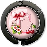 ZEIKAEYR Funny Bow Initial Purse Hook Gifts - Pink Bow Letter C - Foldable Purse Holder for Table - Round Handbag Hanger for Women - Christmas Birthday Gifts for Mom, Wife, Sister, Friend, Boss Lady