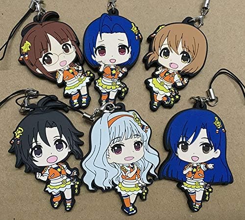 Amazon Com Allegro Huyer 6pcs Lot Japanese Anime Figure The Idolm Ster Cinderella Rubber Silicone Mobile Phone Charms Keychairn Home Kitchen