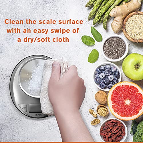 CROWNFUL Digital Food Scale with Bowl,11lb/5kg Kitchen Scales Digital
