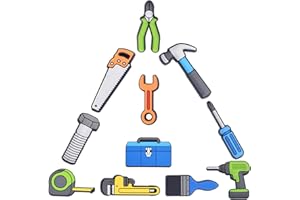 Newbloam Tool Shoe Charms;Cute Cartoon Hammer Saw Power Drill Funny Charms for Clog Shoes Decoration Shoes Charm for Kids Adu