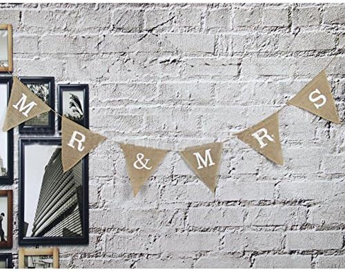 LADEY MRMRS Party Decorative Triangle Flag Burlap Banner Gender Reveal Party Baby Shower Decorations