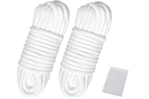 Picoggo Soft Cotton Rope - 32ft/10m, 8mm Thick, Soft Tying Rope (White)