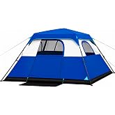 Romswi Instant Camping Tent, 60 Seconds Setup Family Cabin Tent with Rainfly, Large Portable Tent with Water Resistant Fabric, B3 Mesh Windows for Outdoor Camping &amp; Hiking