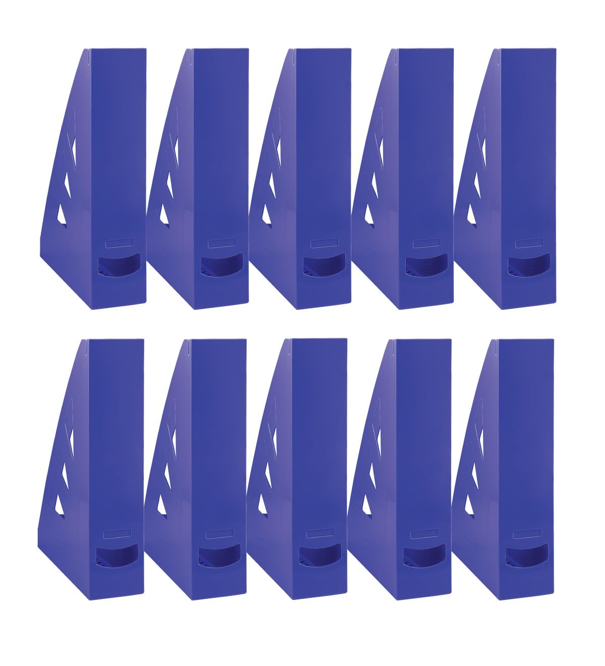 OFFICER PRODUCTS Magazine File Modern Design / Pack of 10 / A4 - Colour: Blue / Hard Plastic / Openwork / Desk Organiser for Magazines / Shatterproof 21215521-01