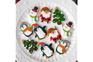 WERARU 15PCS Christmas Edible Cake Topper Decorations Santa Claus Snowflakes Cupcake Toppers Decorations
