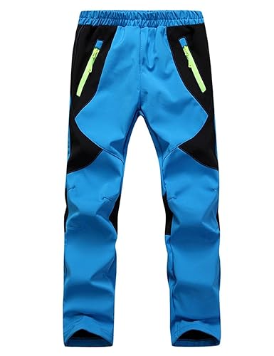 Echinodon Kinder Gefütterte Hose Softshellhose Winddicht Wasserabweisend Atmungsaktiv Warm Jungen Mädchen Regenhose Skihose W