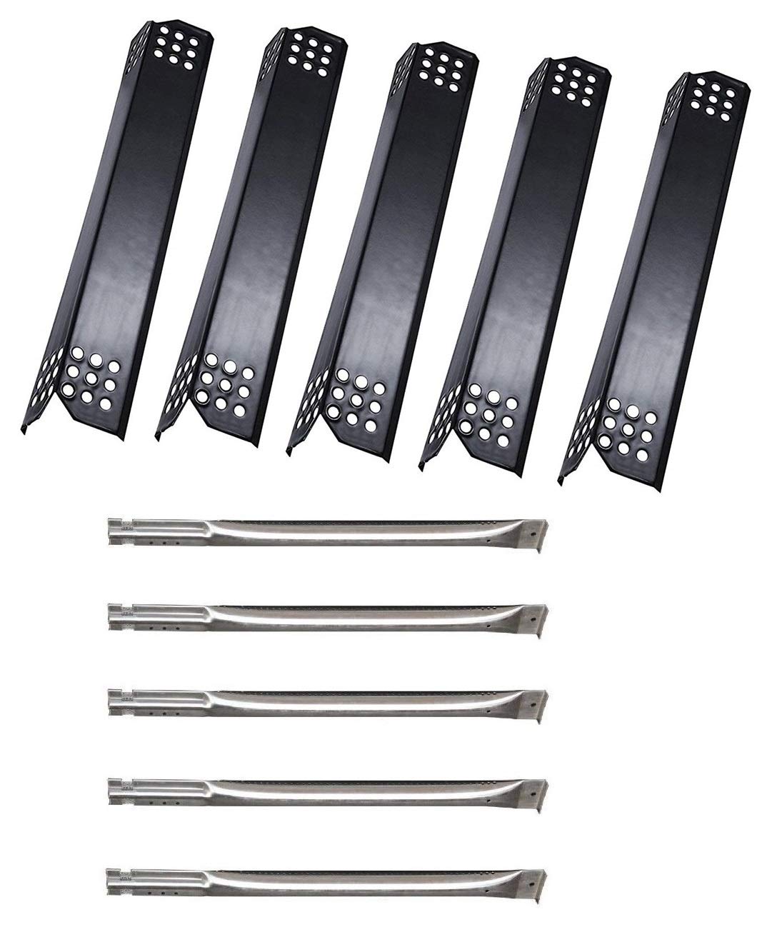 Hongso 5-PK Jenn-Air Gas Grill 720-0709, 720-0709B, 720-0727, 5 Burner Gas BBQ Grill Replacement Kit Grill Burners and Heat Plates (SBE641, PPG451)