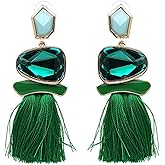 Vintage Drop Dangle Earrings Boho Tassel Earrings Water Heart Leaf Shaped Alloy Long Bohemian Drop Earrings for Women and Girls