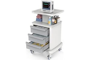 QAUSOU Medical Carts with Wheels and Drawers, Mobile Ultrasound Cart, Rolling Dental Implant Cart with Caster Wheels, Beauty Trolley Lab Storage Carts for Hospitals, Offices, Clinics, Bedrooms, and Salon